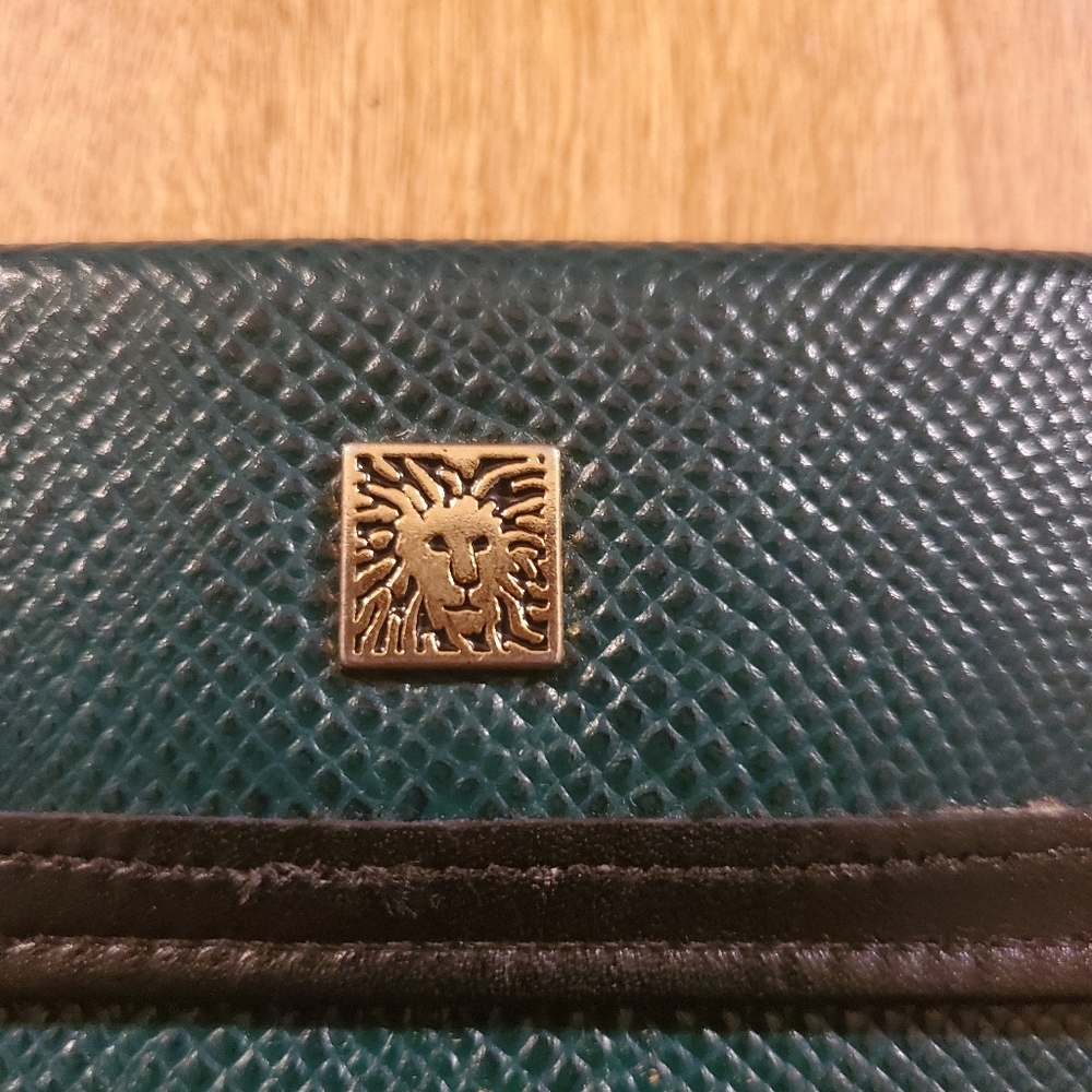 Vintage Anne Klein By St Thomas Calf Leather Black Green Wallet Card Case - Picture 2 of 8
